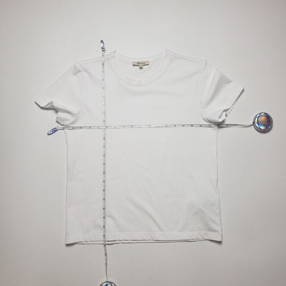 Madewell Cotton Perfect Crewneck Tee Women's Size XS Eyelet White Minimalist NWT - Picture 5 of 16